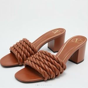Valentino Braided Leather Heels Sz 36.5
